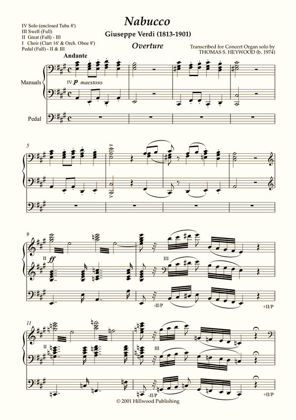 Verdi/Heywood - Overture to Nabucco (Score) - Concert Organ