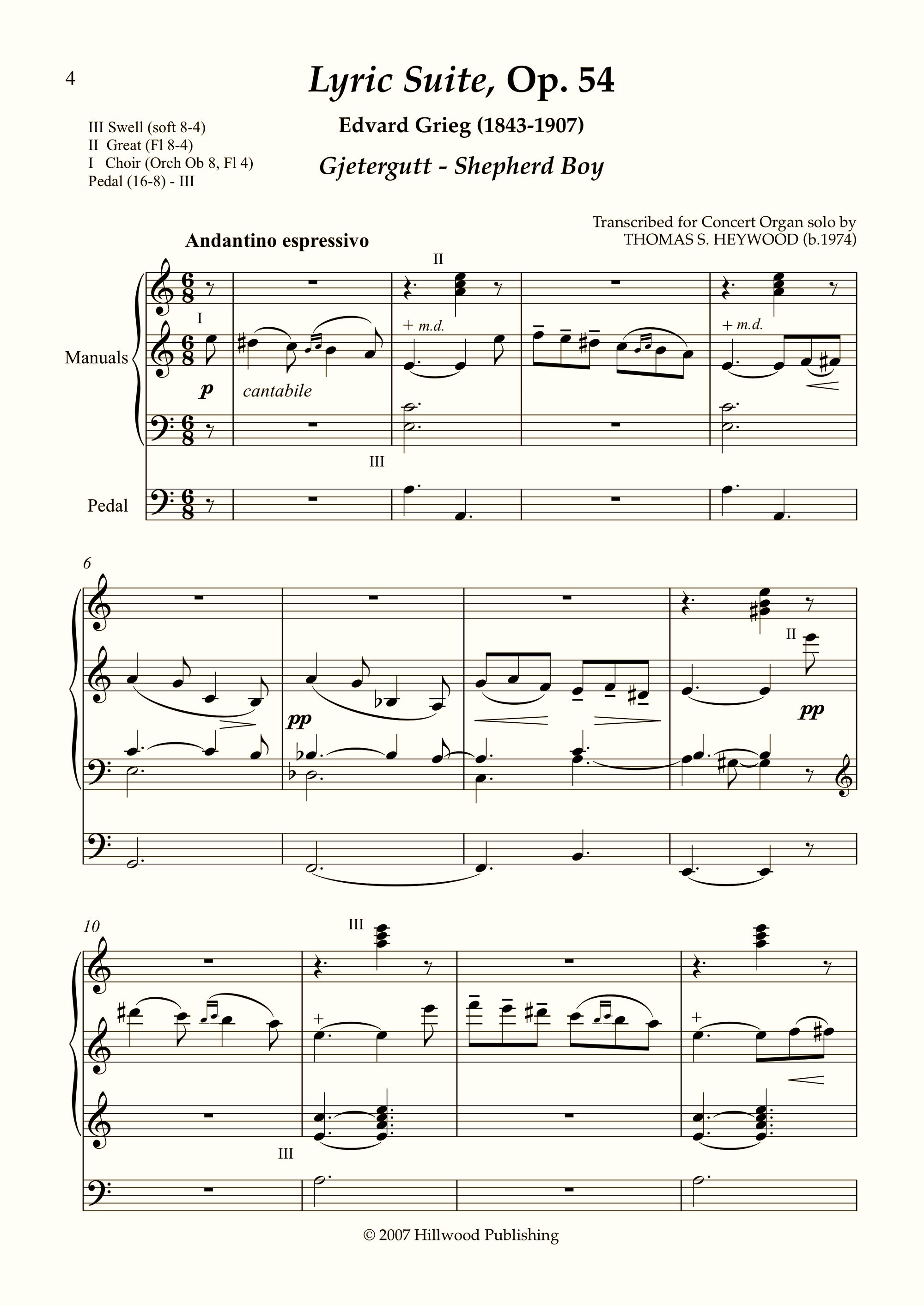 Grieg/Heywood - Lyric Suite, Op. 54 (Score)