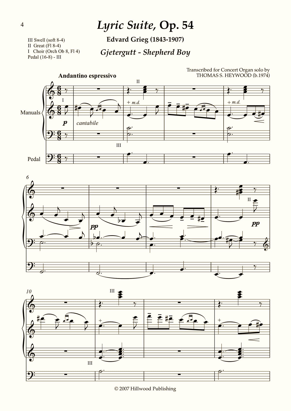Grieg/Heywood - Shepherd Boy from the Lyric Suite, Op. 54 (Score)