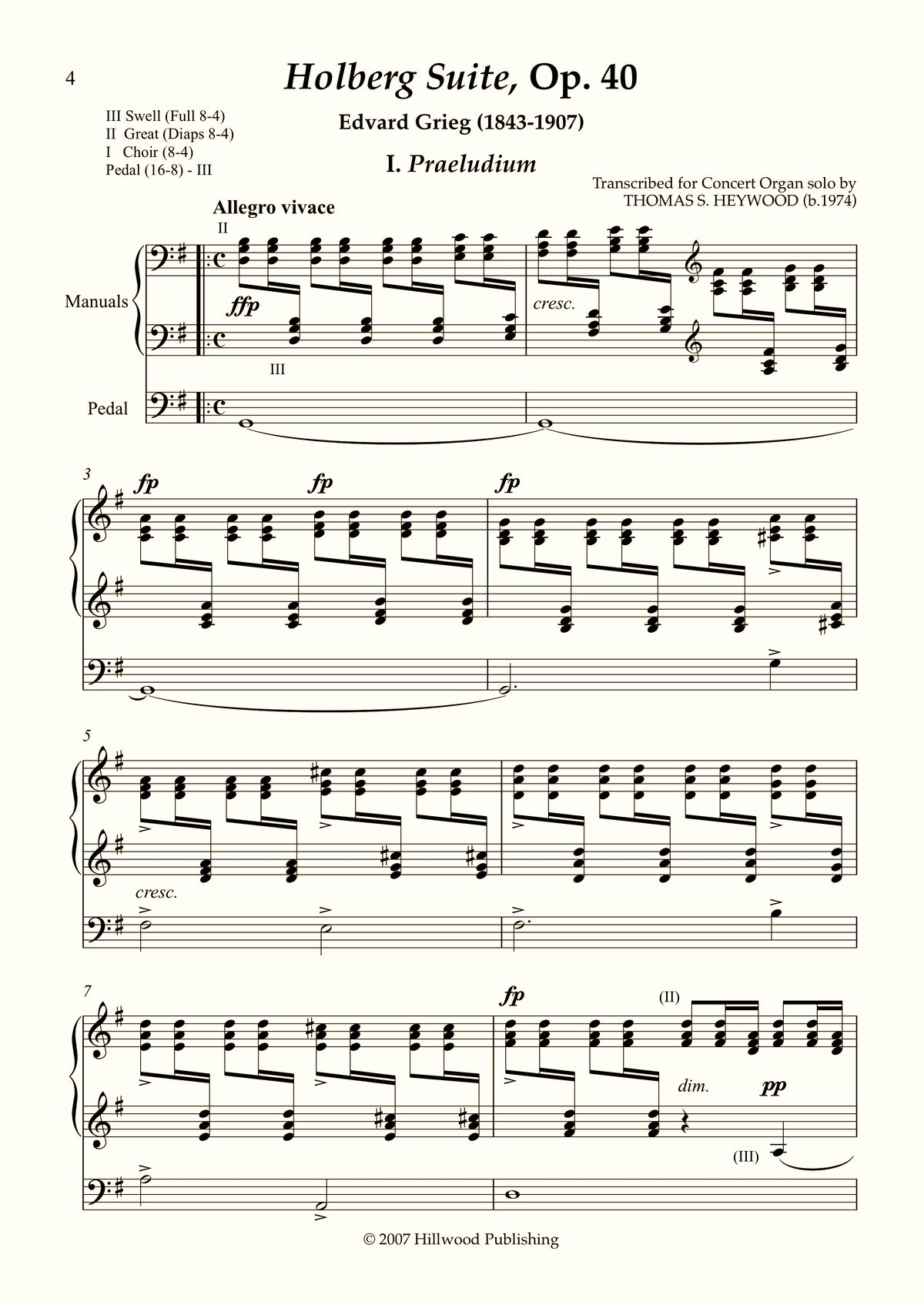 Grieg/Heywood - Praeludium from the Holberg Suite, Op. 40 (Score)