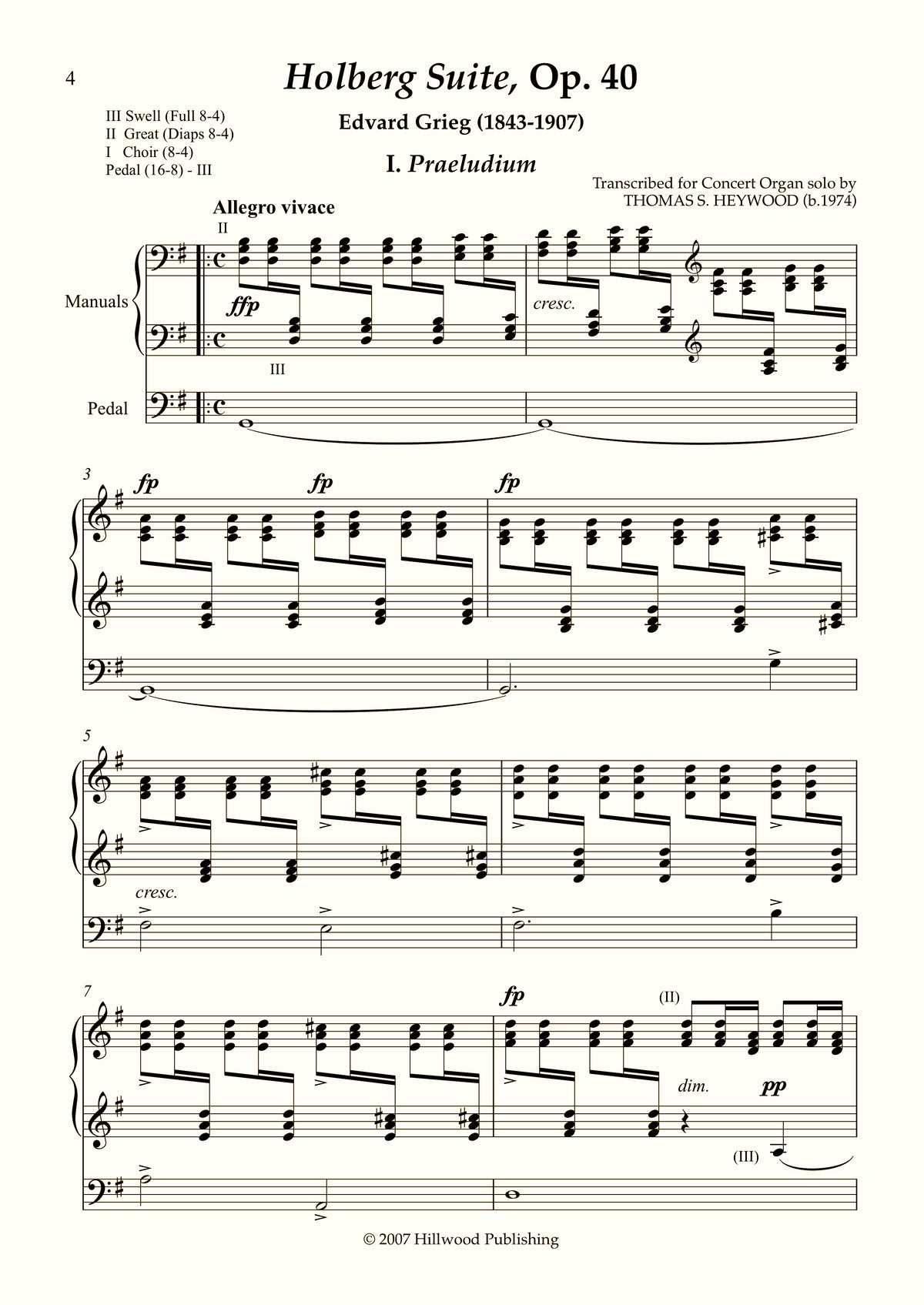 Grieg/Heywood - Praeludium from the Holberg Suite, Op. 40 (Score)