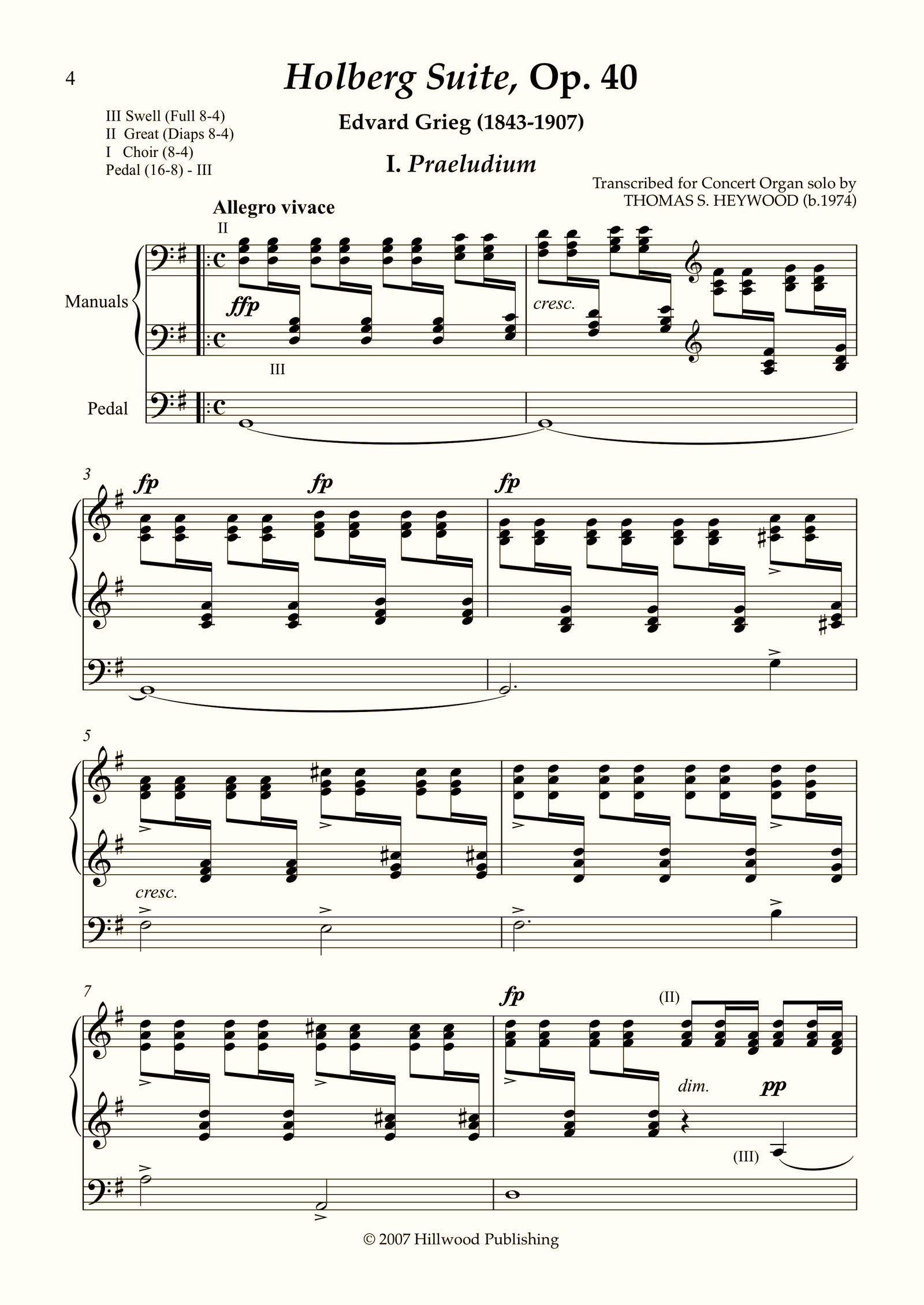 Grieg/Heywood - Praeludium from the Holberg Suite, Op. 40 (Score)