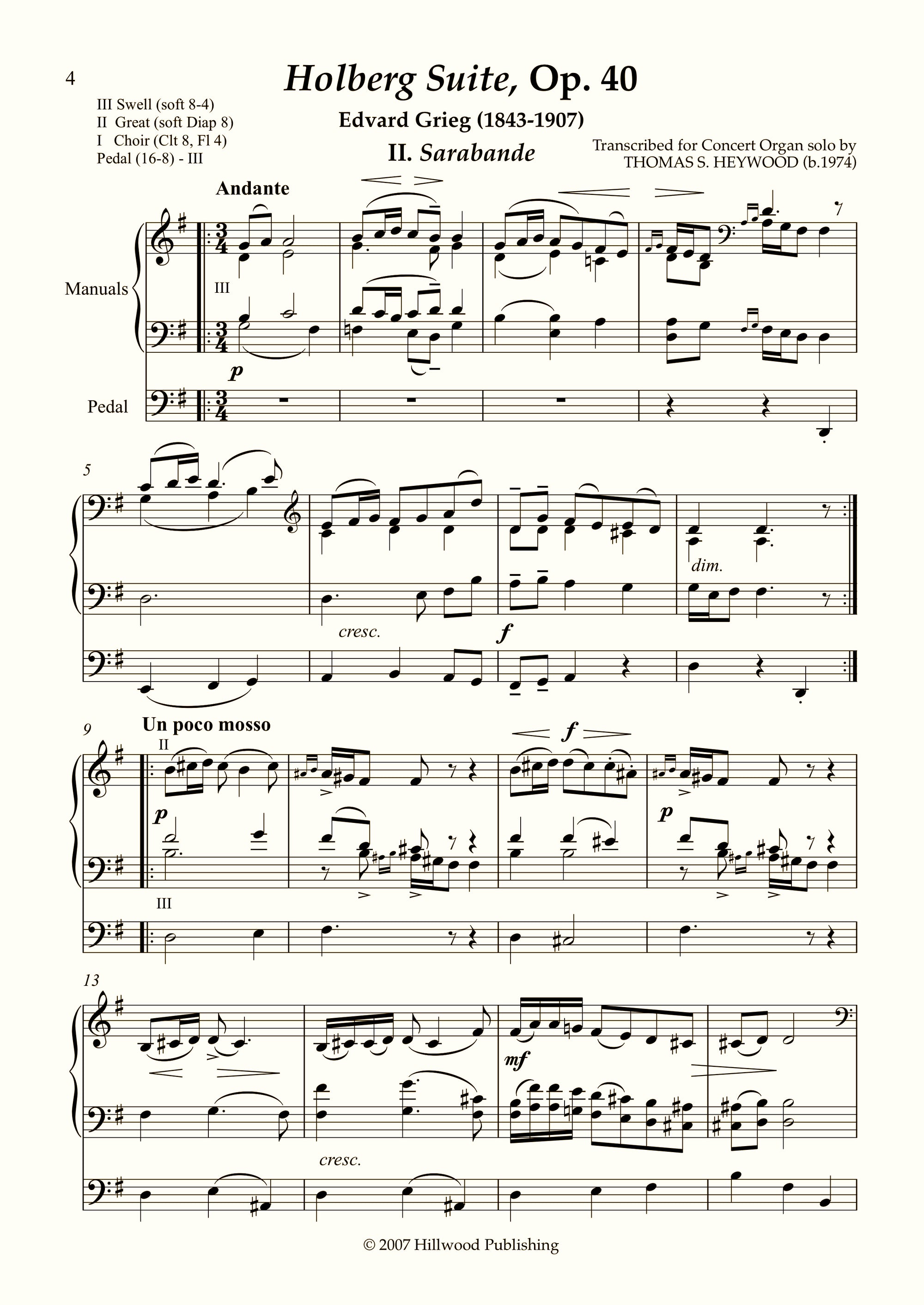 Grieg/Heywood - Sarabande from the Holberg Suite, Op. 40 (Score)