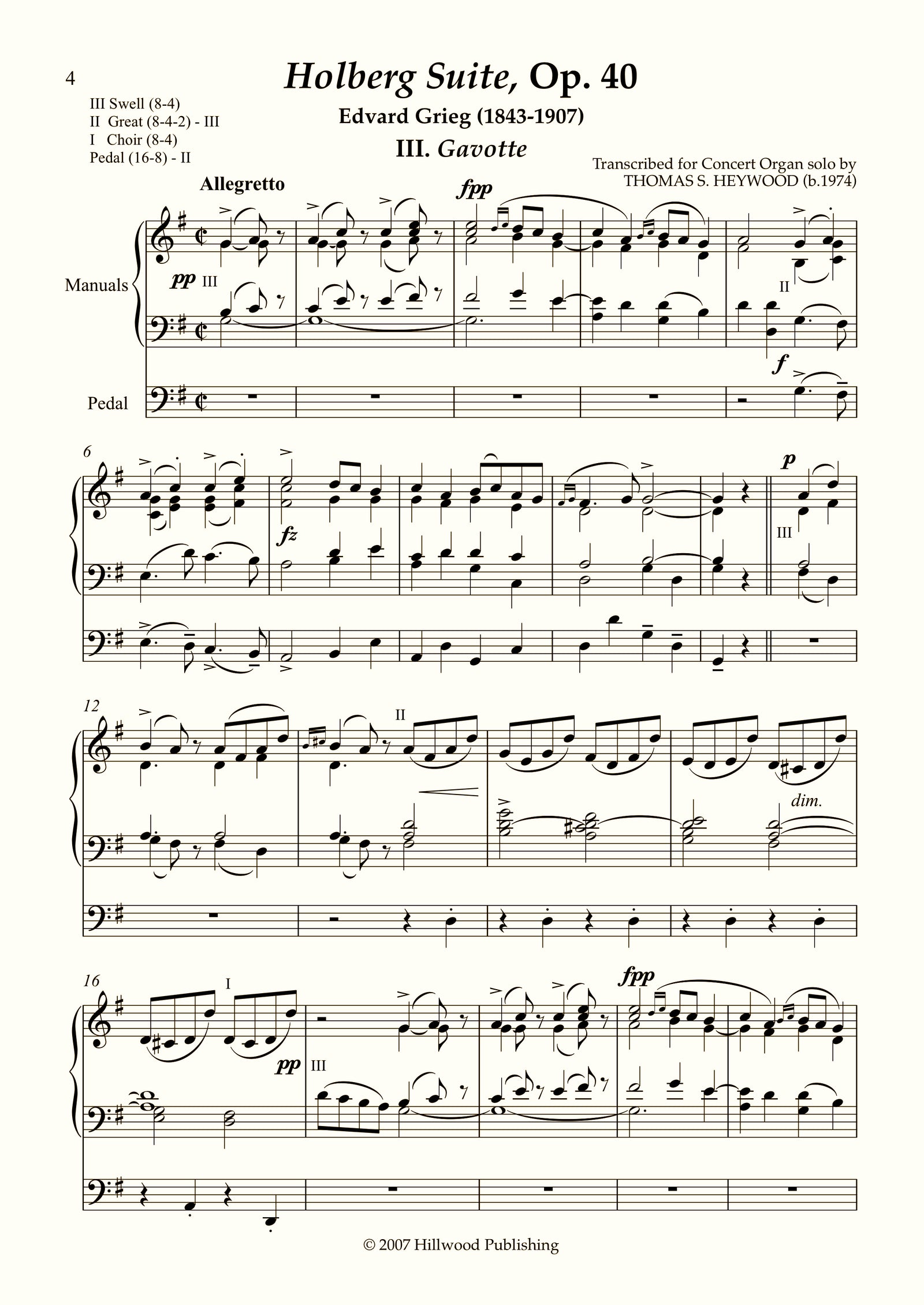 Grieg/Heywood - Gavotte from the Holberg Suite, Op. 40 (Score)