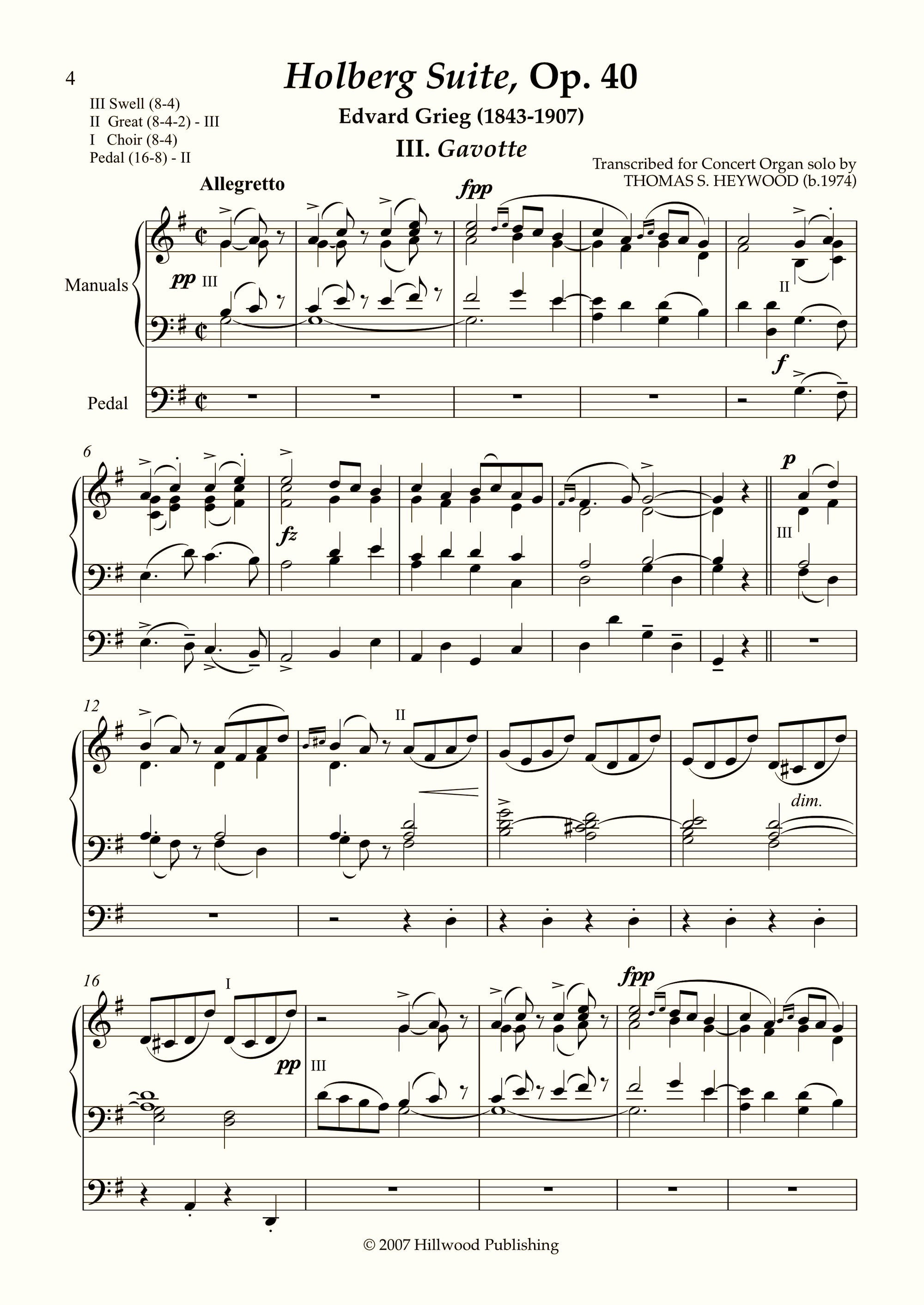 Grieg/Heywood - Gavotte from the Holberg Suite, Op. 40 (Score)