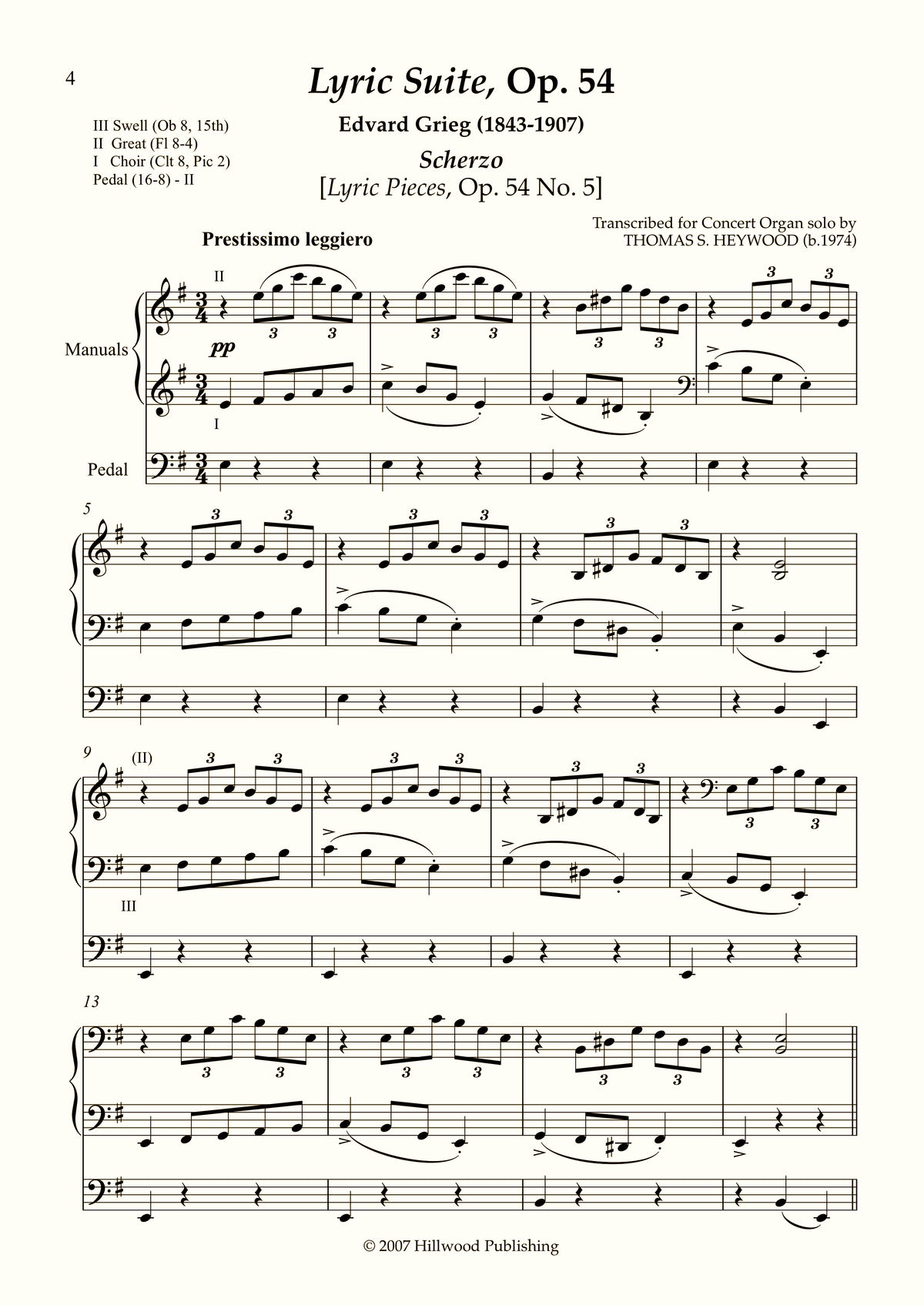 Grieg/Heywood - Scherzo from the Lyric Suite, Op. 54 (Score)