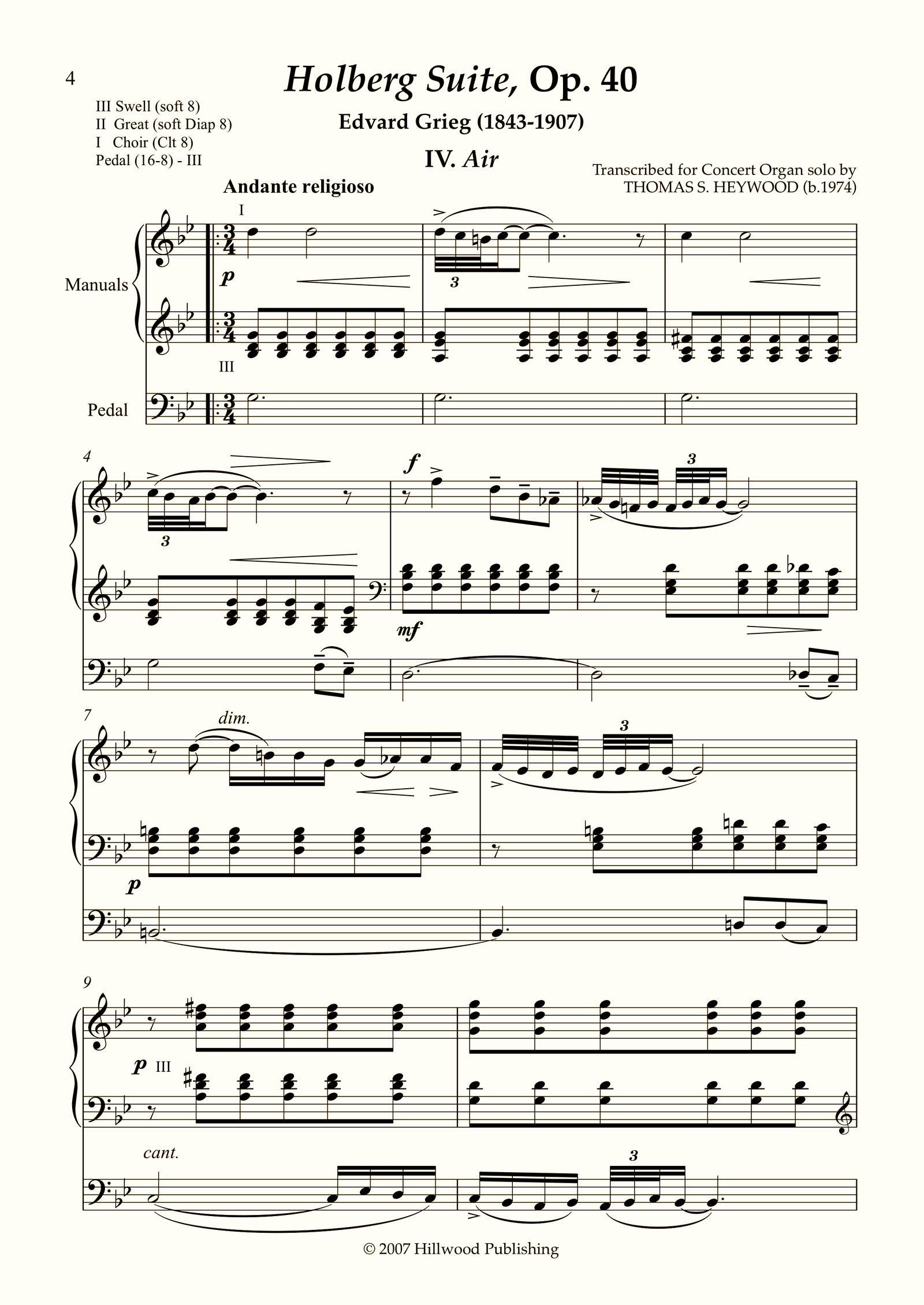 Grieg/Heywood - Air from the Holberg Suite, Op. 40 (Score)