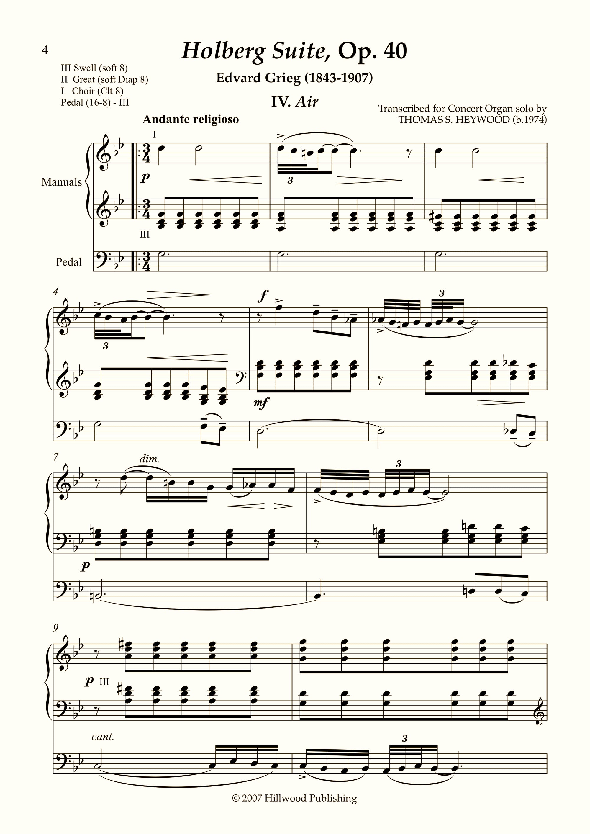 Grieg/Heywood - Air from the Holberg Suite, Op. 40 (Score)