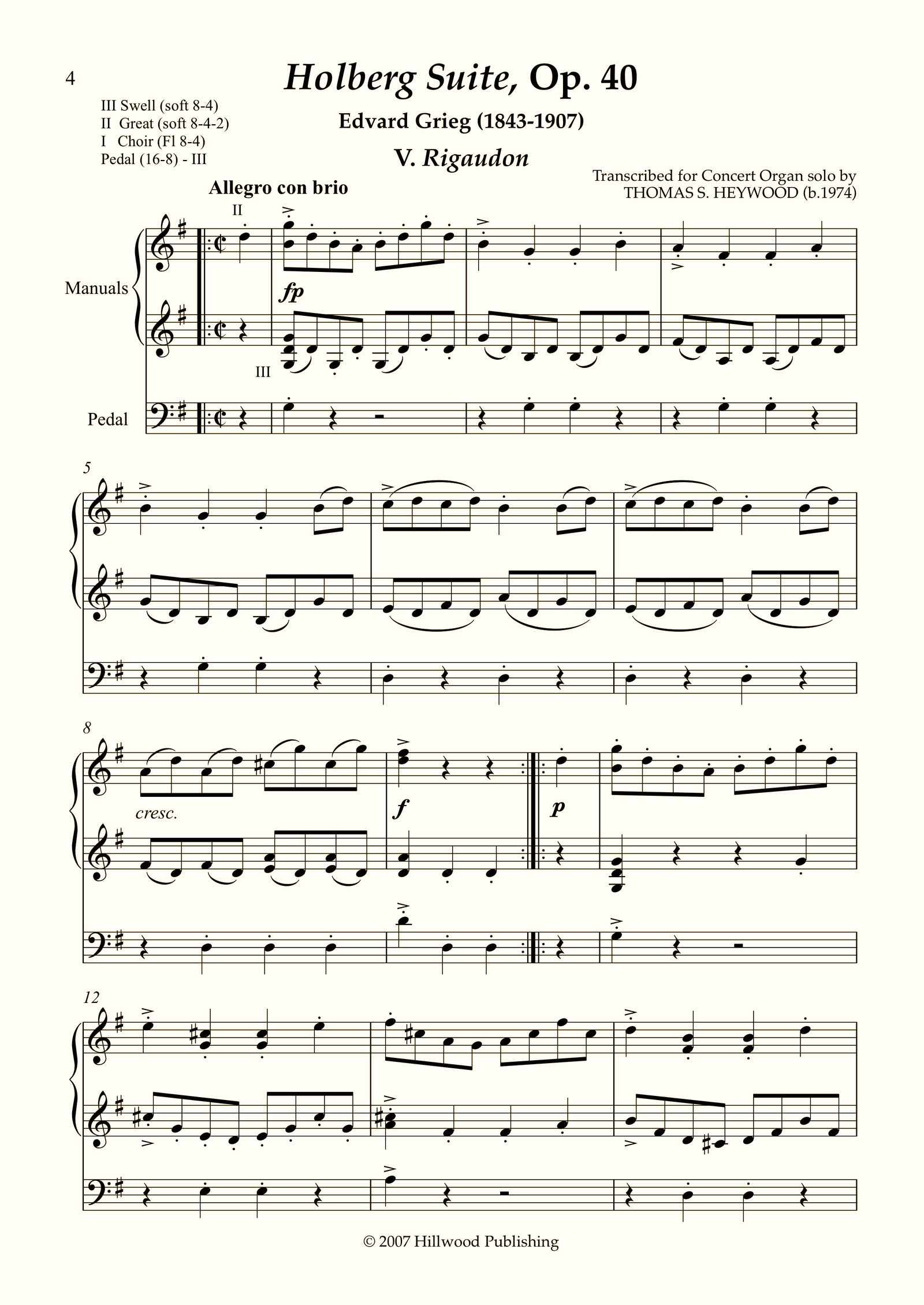 Grieg/Heywood - Rigaudon from the Holberg Suite, Op. 40 (Score)