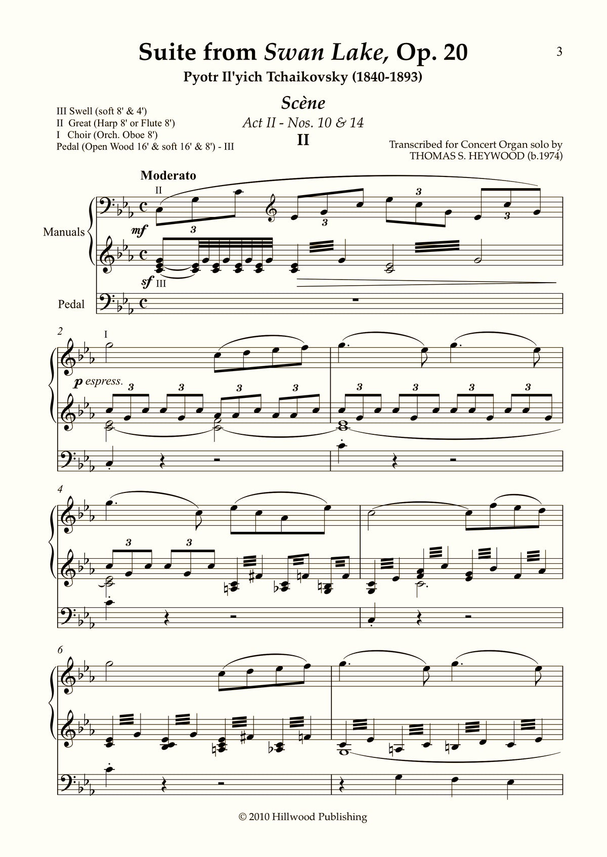 Tchaikovsky/Heywood - Sc�ne from Suite from Swan Lake, Op. 20 (Score) | Thomas Heywood | Concert Organ International