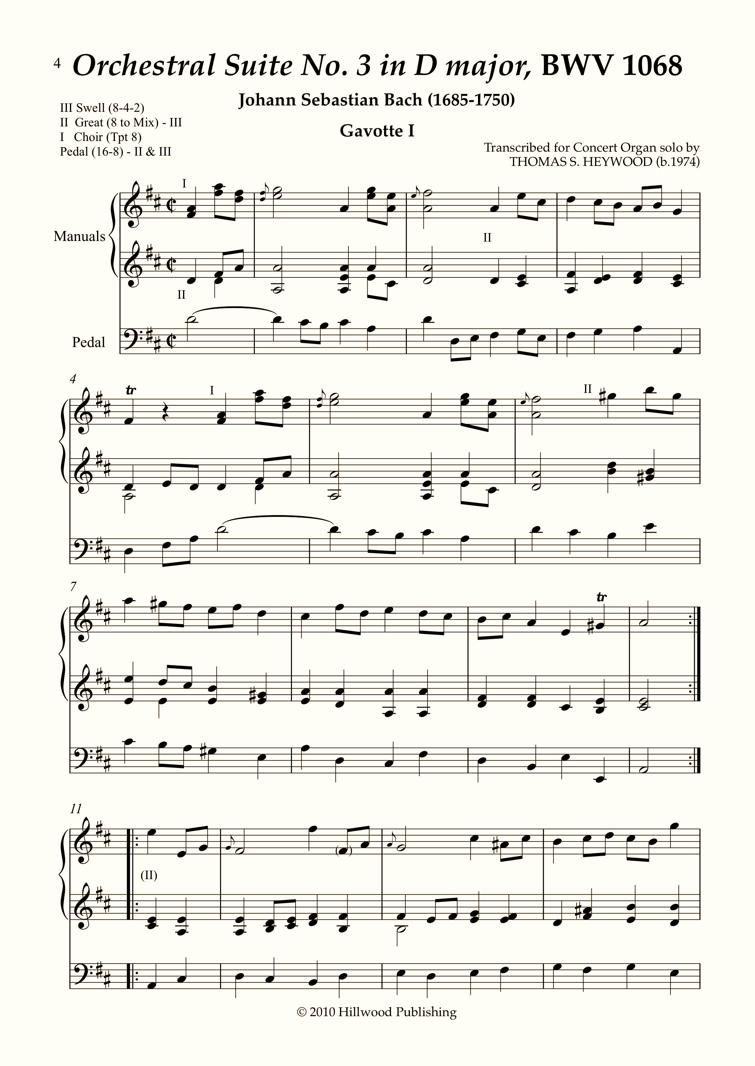 Bach/Heywood - Orchestral Suite No. 3 in D major, BWV 1068 (Score