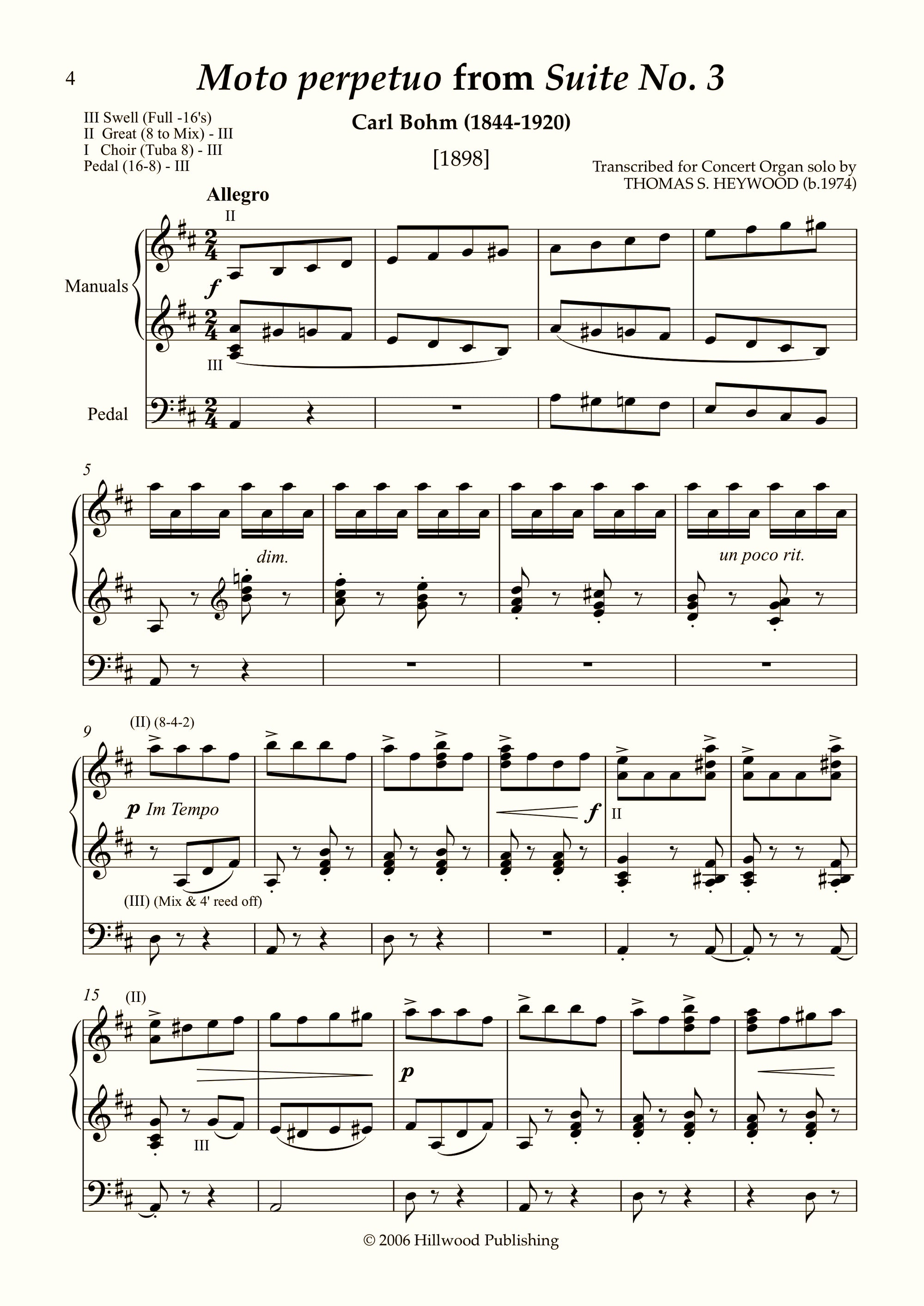 Bohm/Heywood - Moto perpetuo from Suite No. 3 (Score)