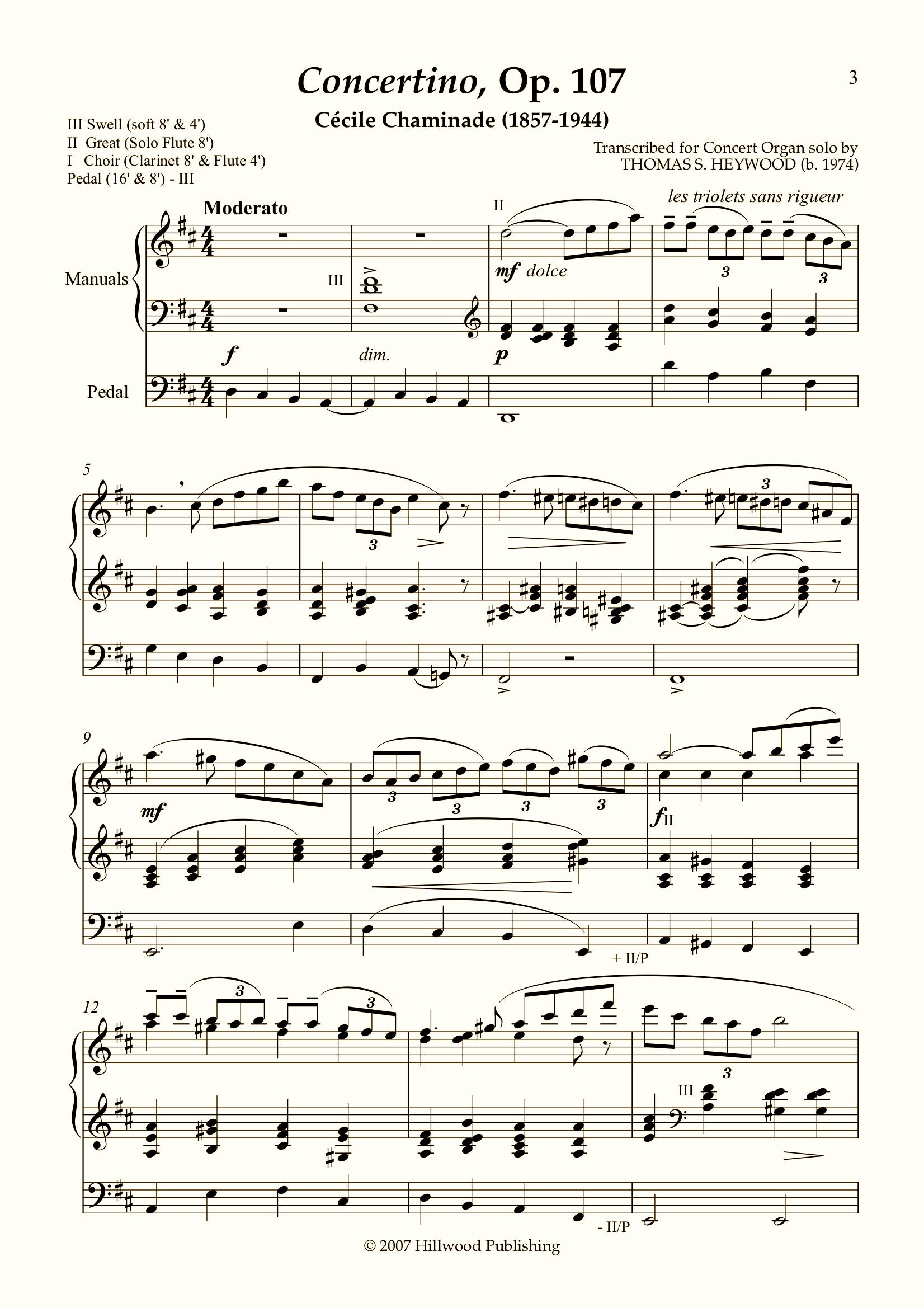 Chaminade/Heywood - Concertino, Op. 107 (Score) - Concert Organ International