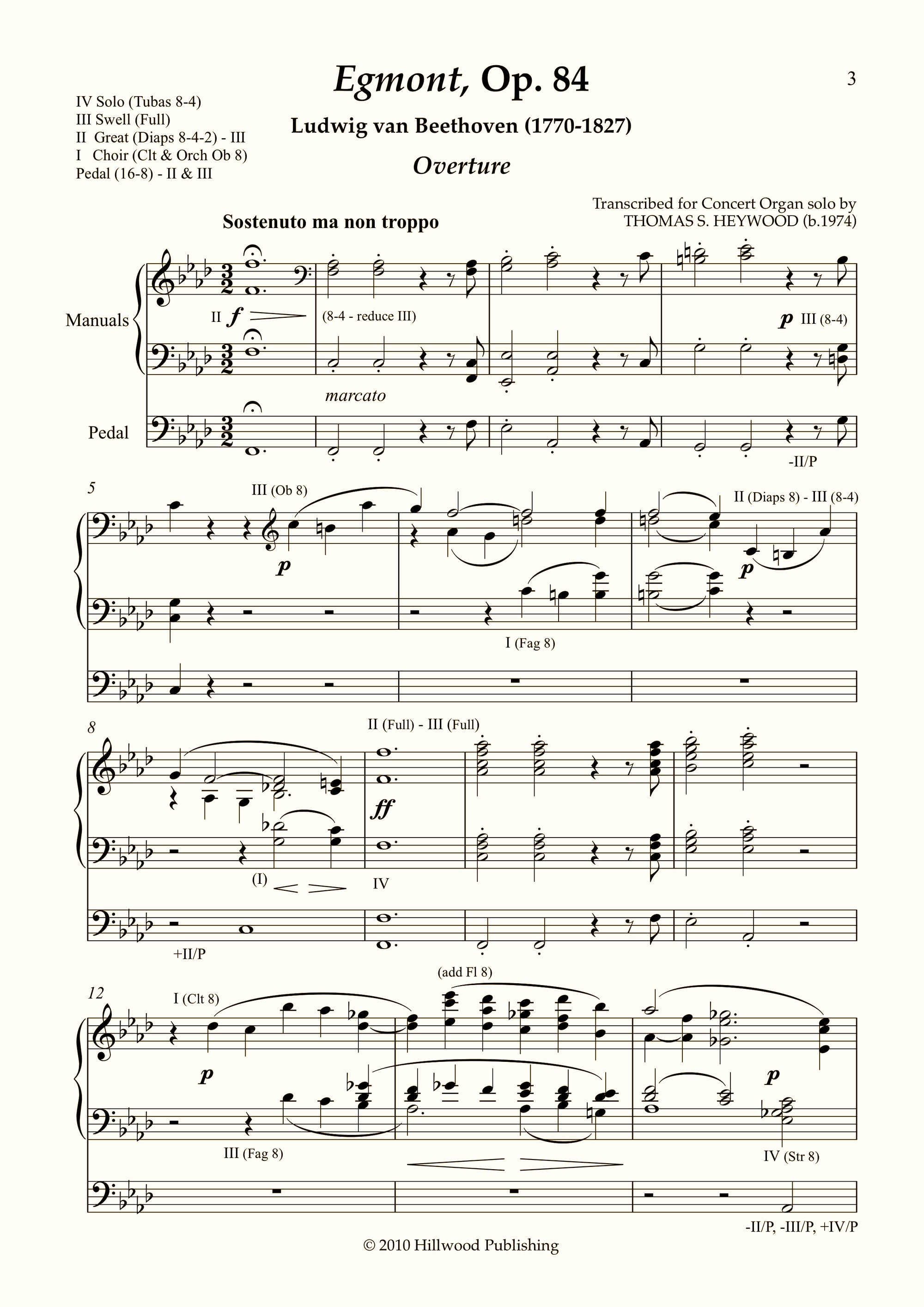 Beethoven/Heywood - Egmont Overture, Op. 84 (Score) - Concert Organ International