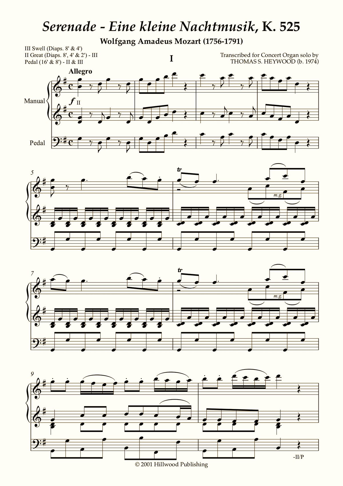 Mozart/Heywood - Eine kleine Nachtmusik, K. 525 (Score) - Concert Organ International