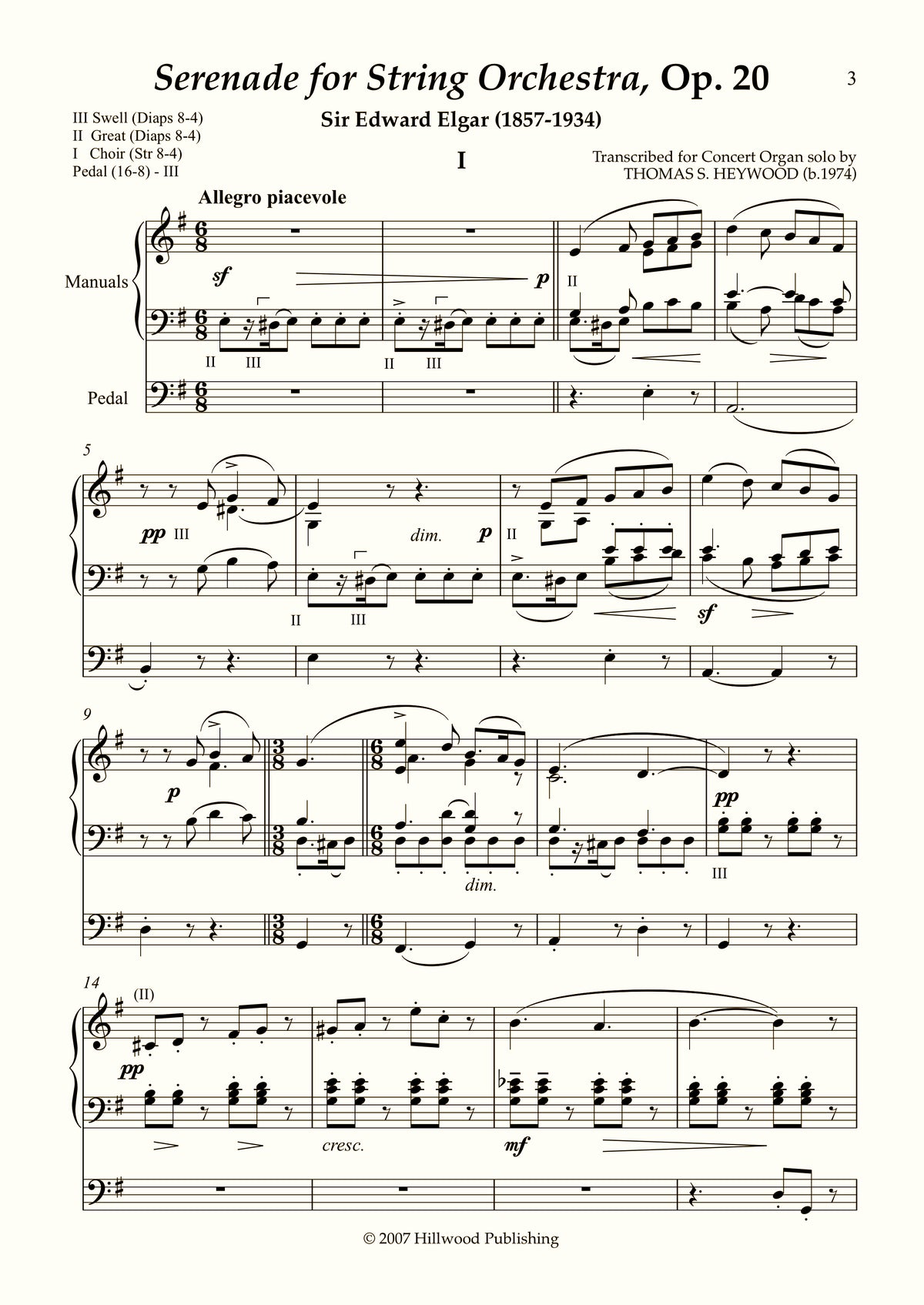 Elgar/Heywood - Serenade for String Orchestra, Op. 20 (Score)