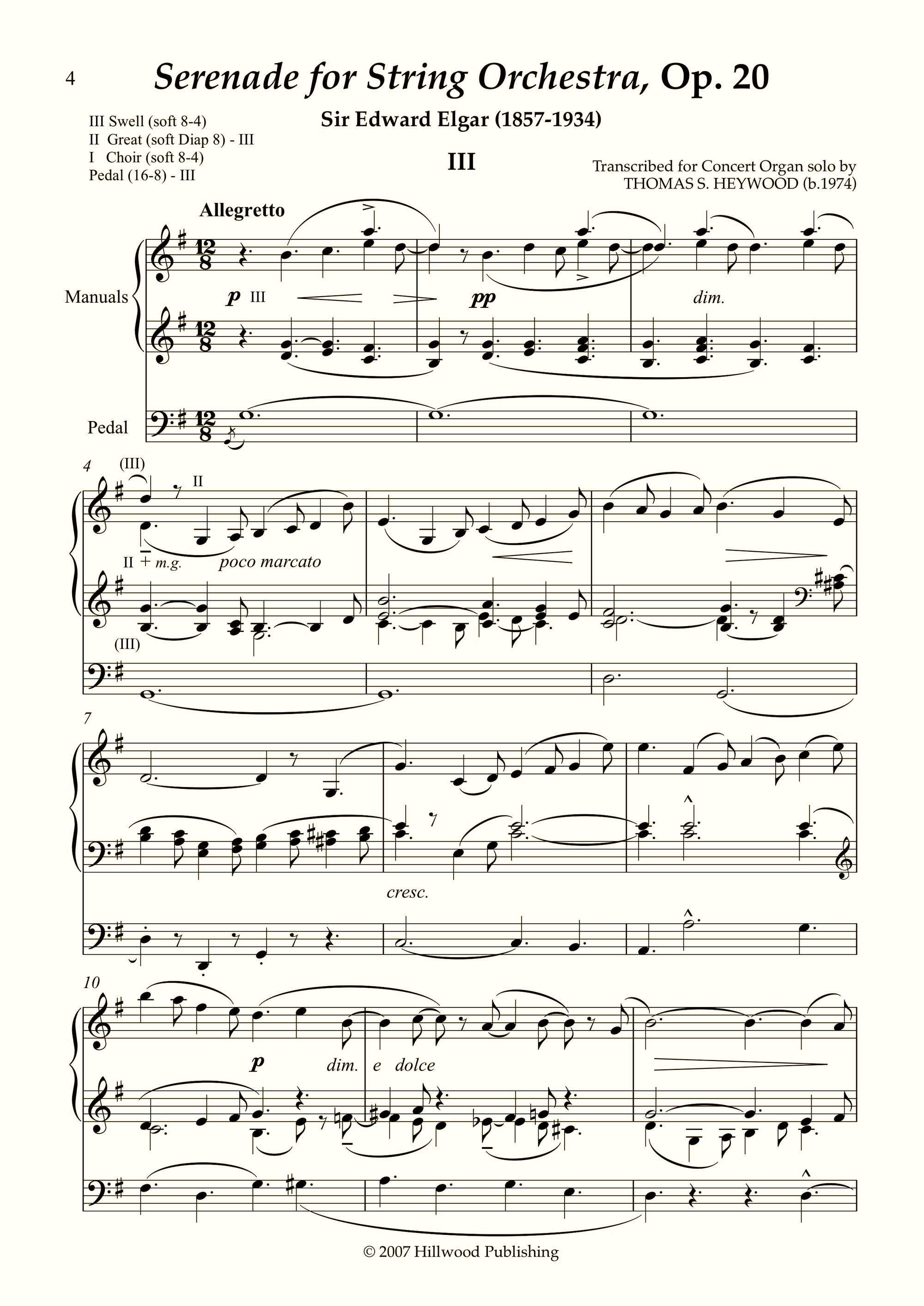 Elgar/Heywood - Allegretto from Serenade for String Orchestra, Op. 20 (Score)