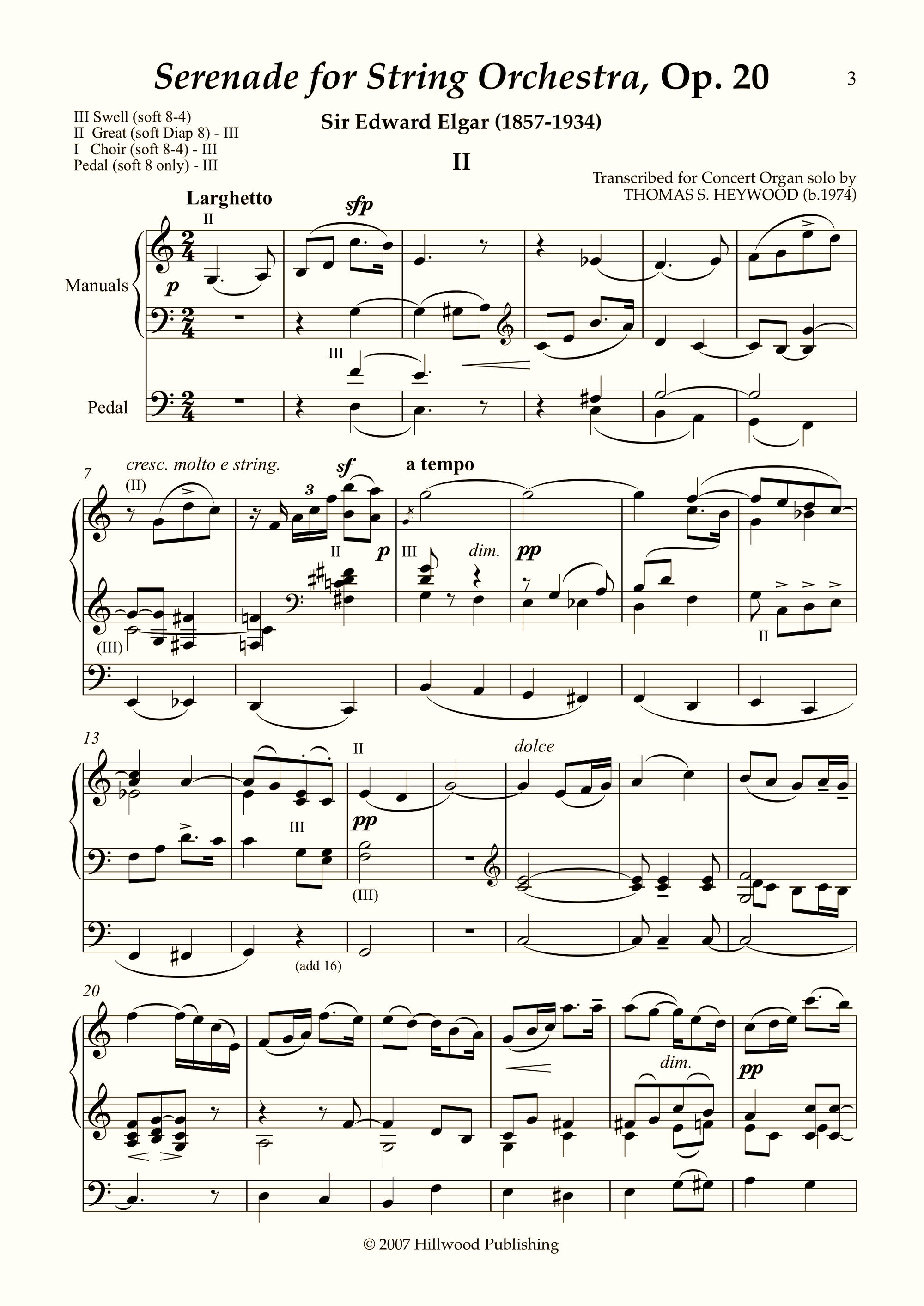 Elgar/Heywood - Larghetto from Serenade for String Orchestra, Op. 20 (Score)