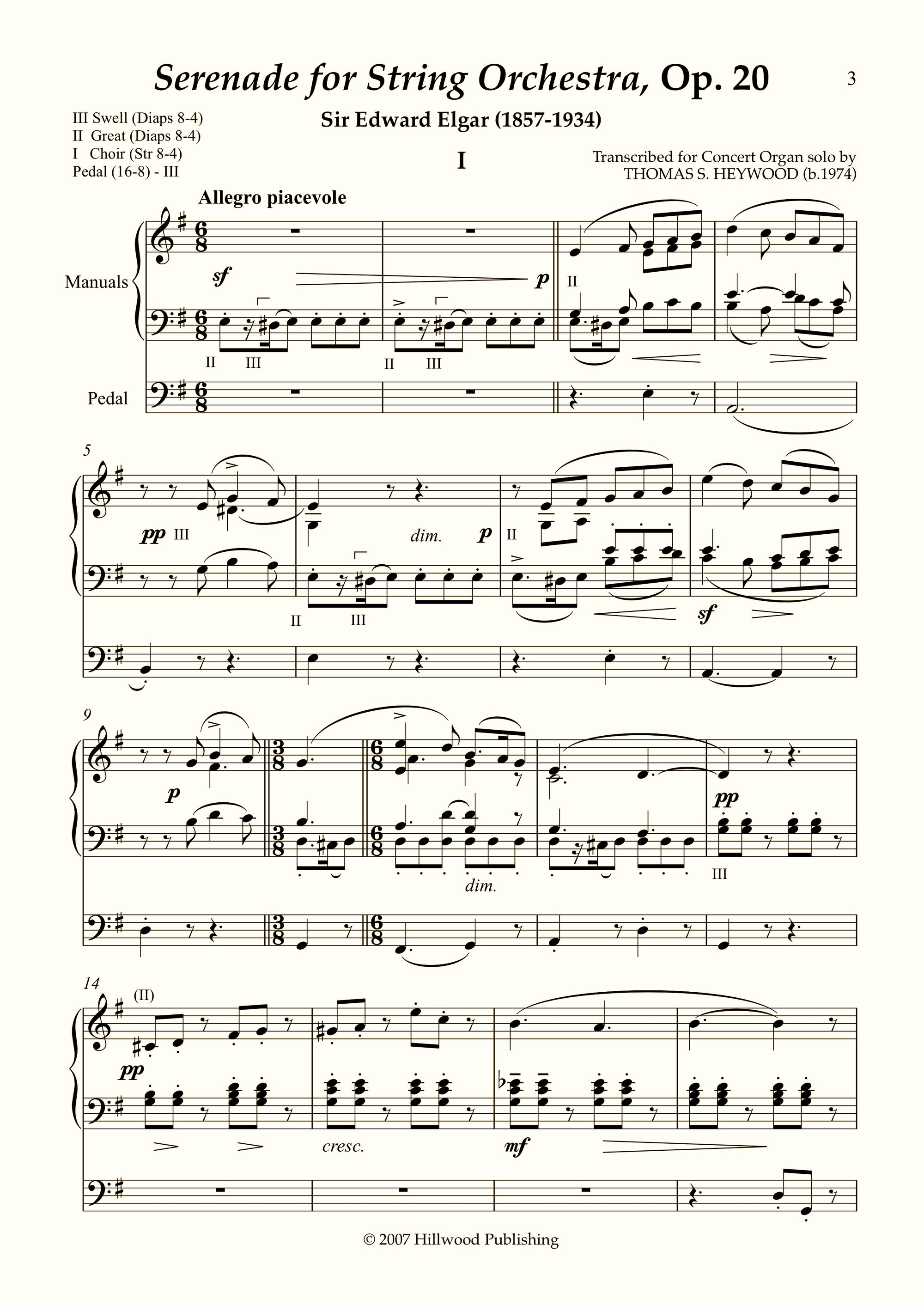 Elgar/Heywood - Allegro piacevole from Serenade for String Orchestra, Op. 20 (Score)