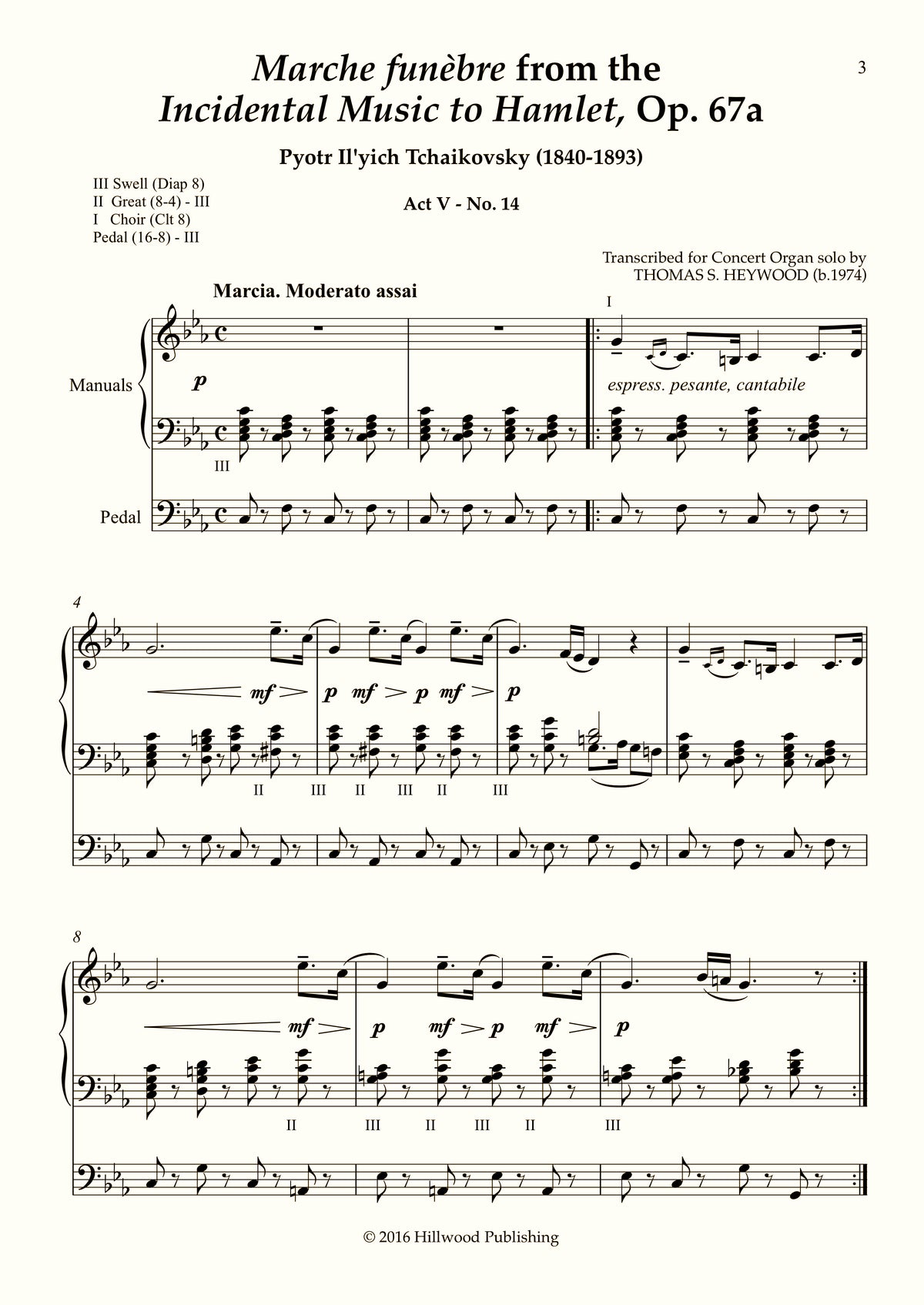 Tchaikovsky/Heywood - Marche funèbre from the Incidental Music to Hamlet, Op. 67a (Score)