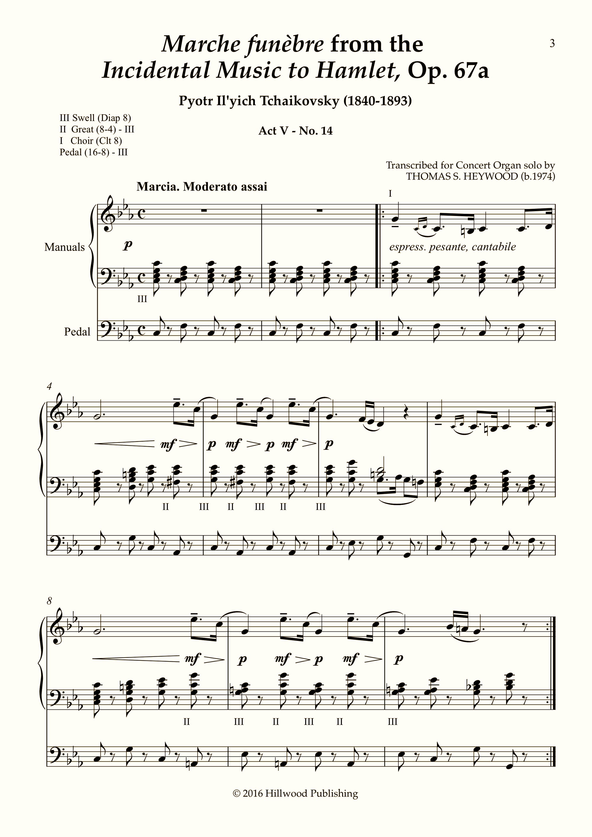 Tchaikovsky/Heywood - Marche funèbre from the Incidental Music to Hamlet, Op. 67a (Score)