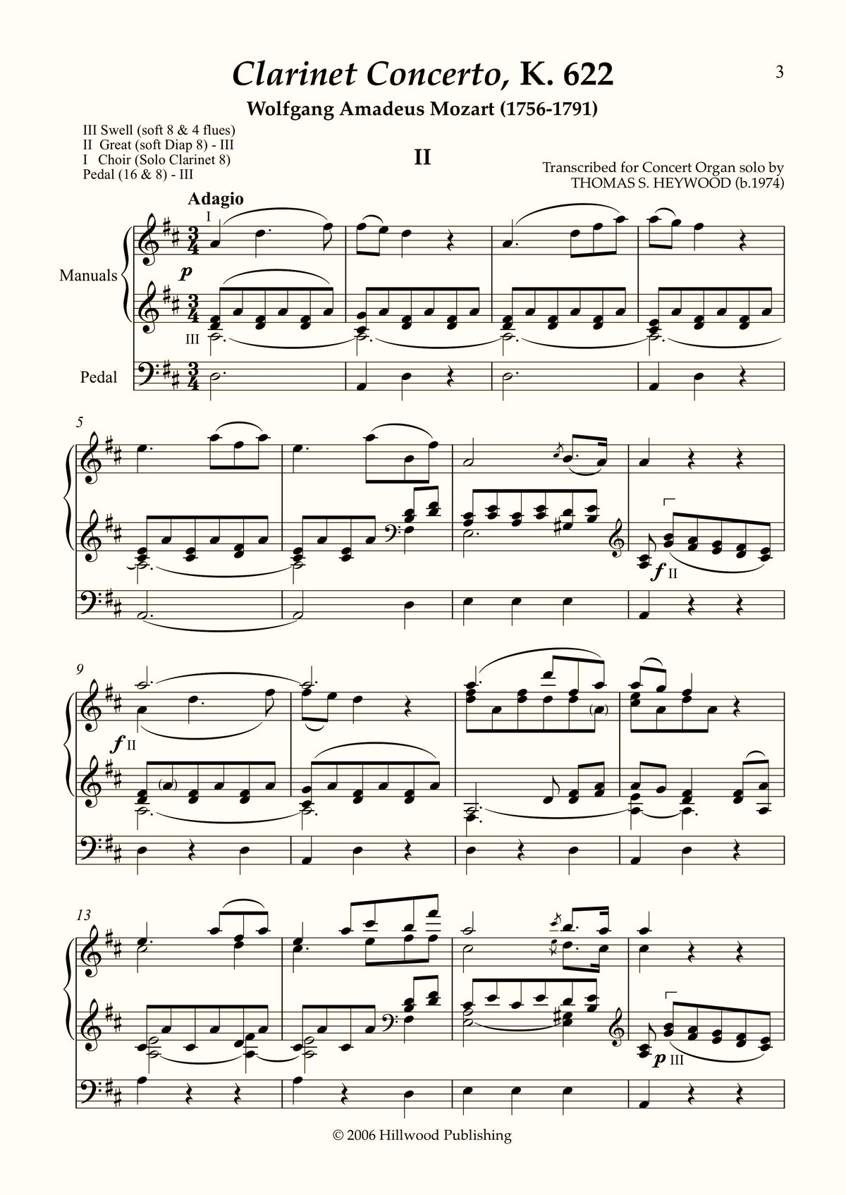 Mozart/Heywood - Adagio from the Clarinet Concerto, K. 622 (Score)