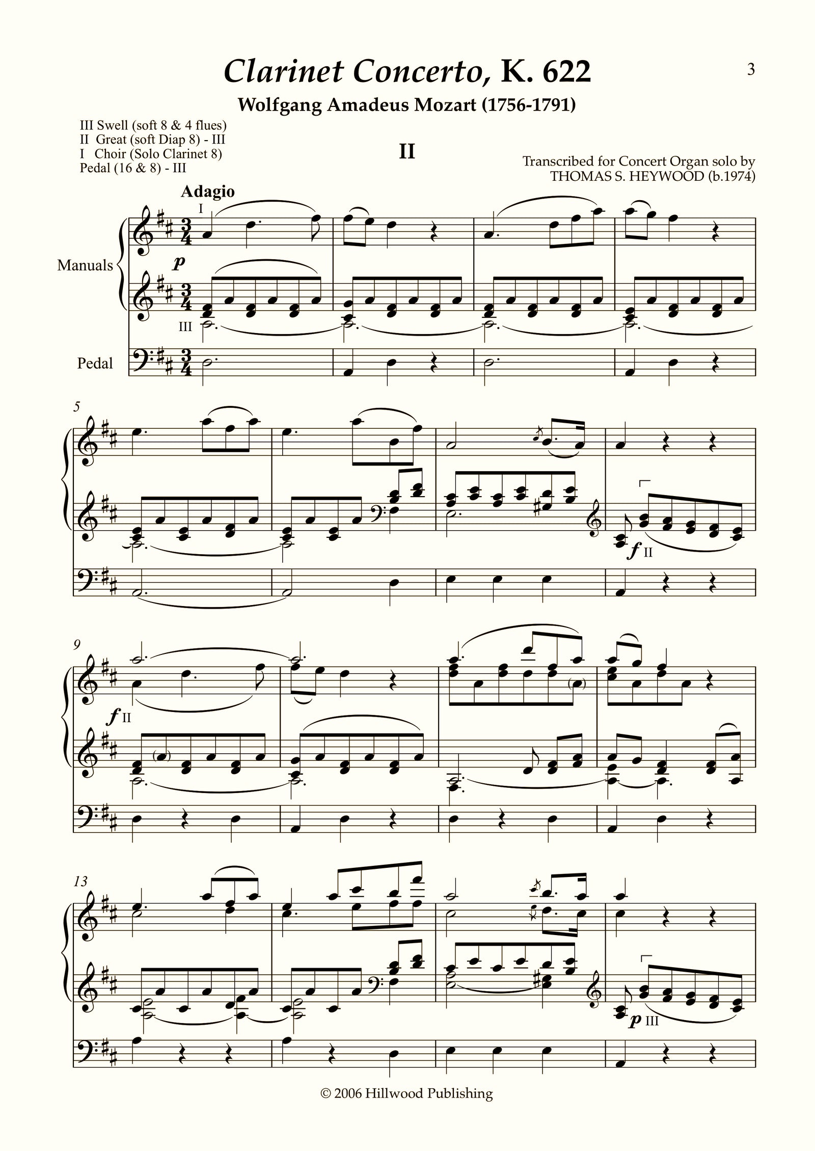 Mozart/Heywood - Adagio from the Clarinet Concerto, K. 622 (Score)
