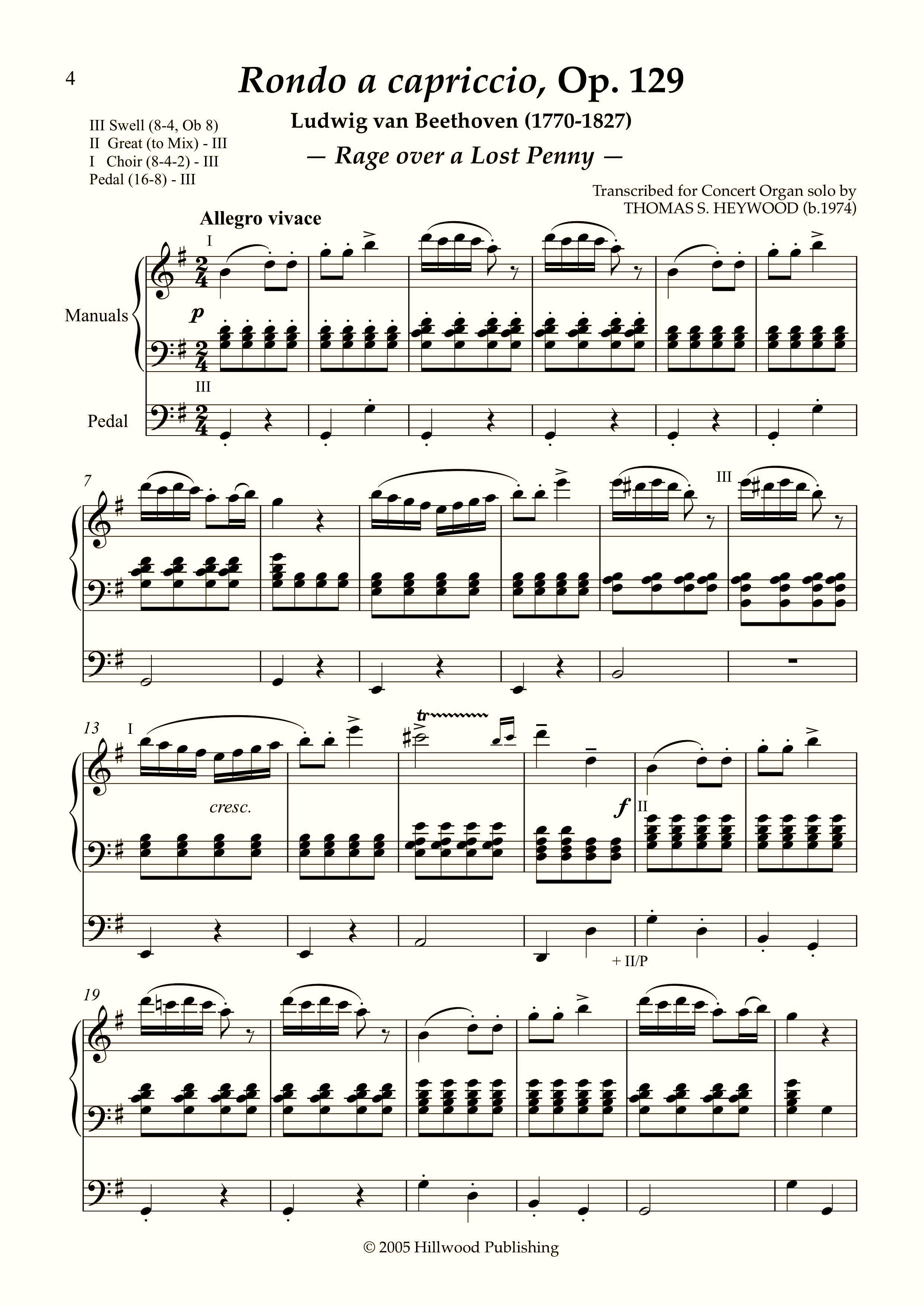 Beethoven/Heywood - Rondo a capriccio: 'Rage over a Lost Penny