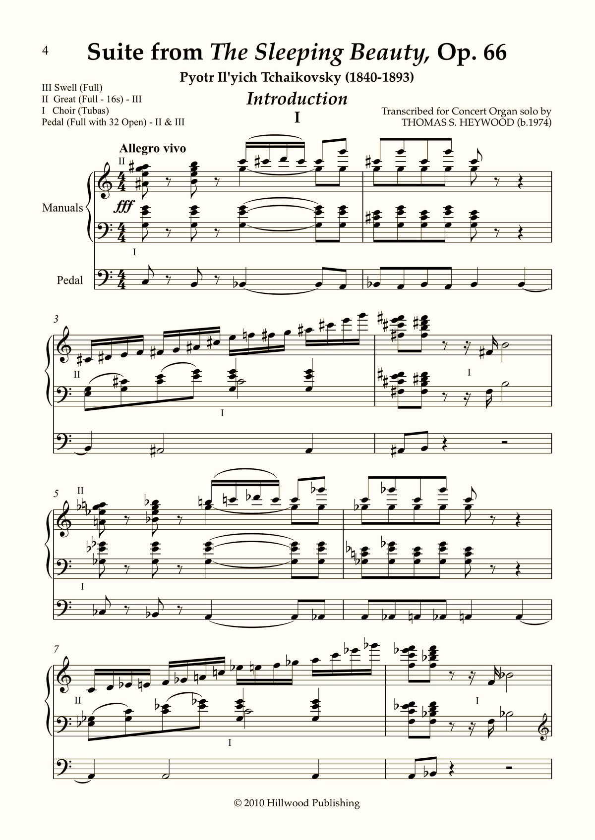 Tchaikovsky/Heywood - Suite from The Sleeping Beauty, Op. 66 (Score) - Concert Organ International