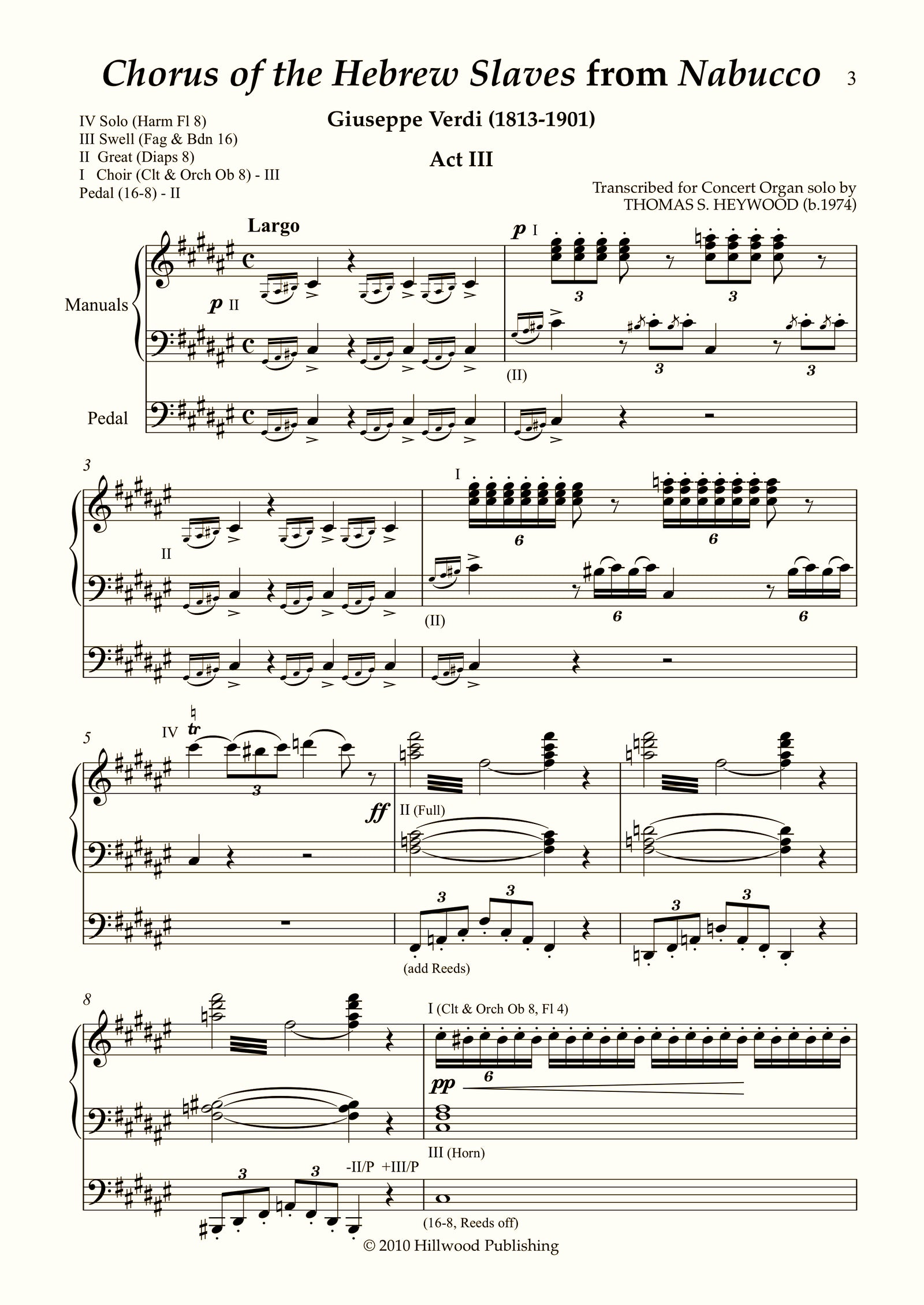 Verdi/Heywood - Chorus of the Hebrew Slaves from Nabucco (Score)